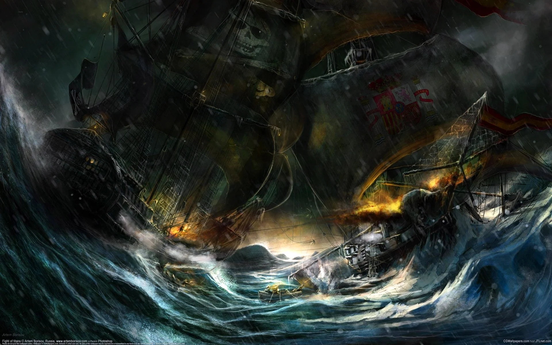 Морское сражение пираты Карибского моря
