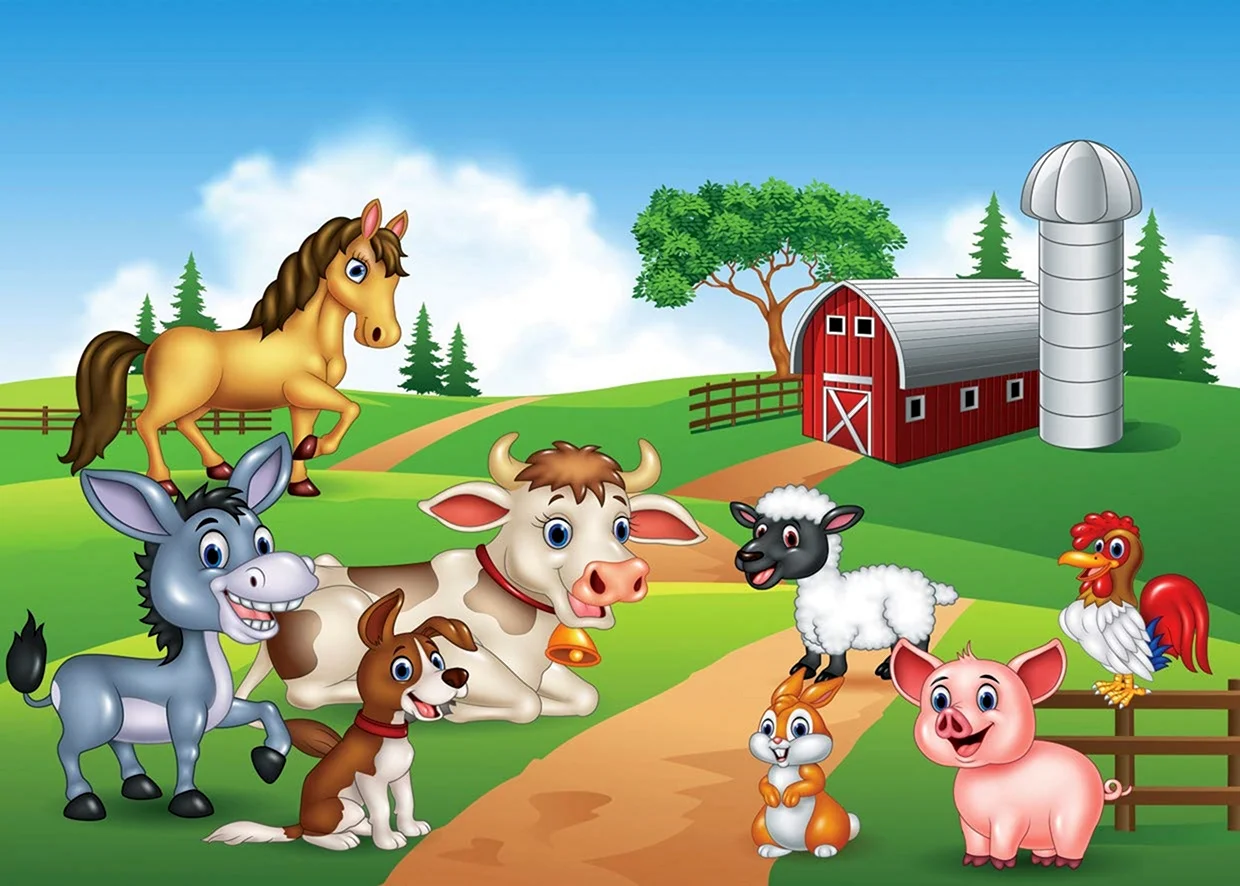 Мультяшная ферма с животными