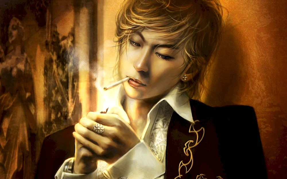 Мужчина с сигаретой арт