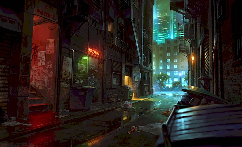 Найт Сити Cyberpunk переулок