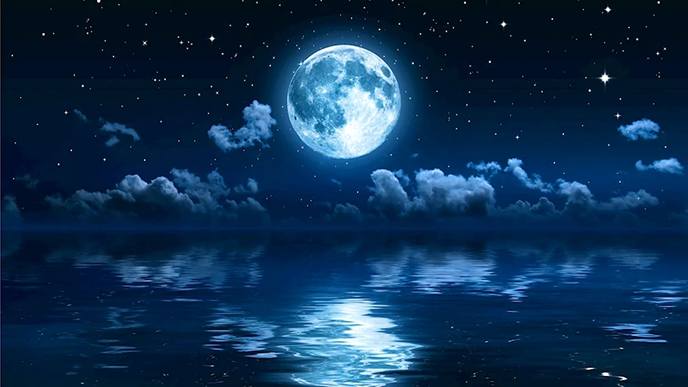 Ночное небо со звездами и луной