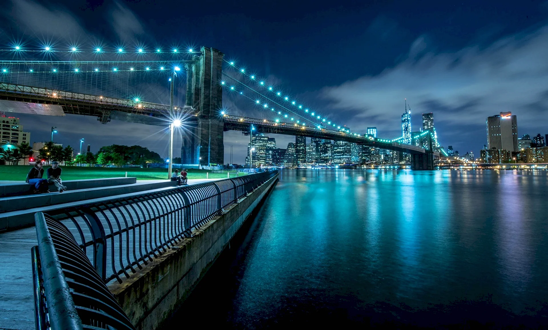 Ночной Нью-Йорк Бруклинский мост