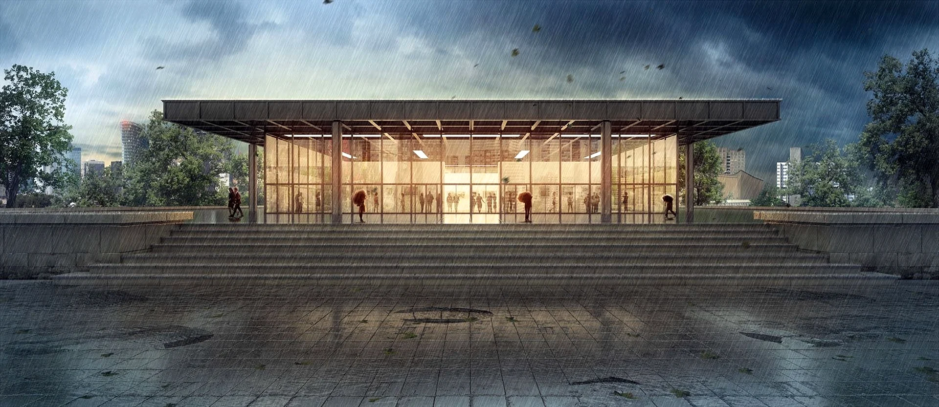 Новая Национальная галерея в Берлине планировка