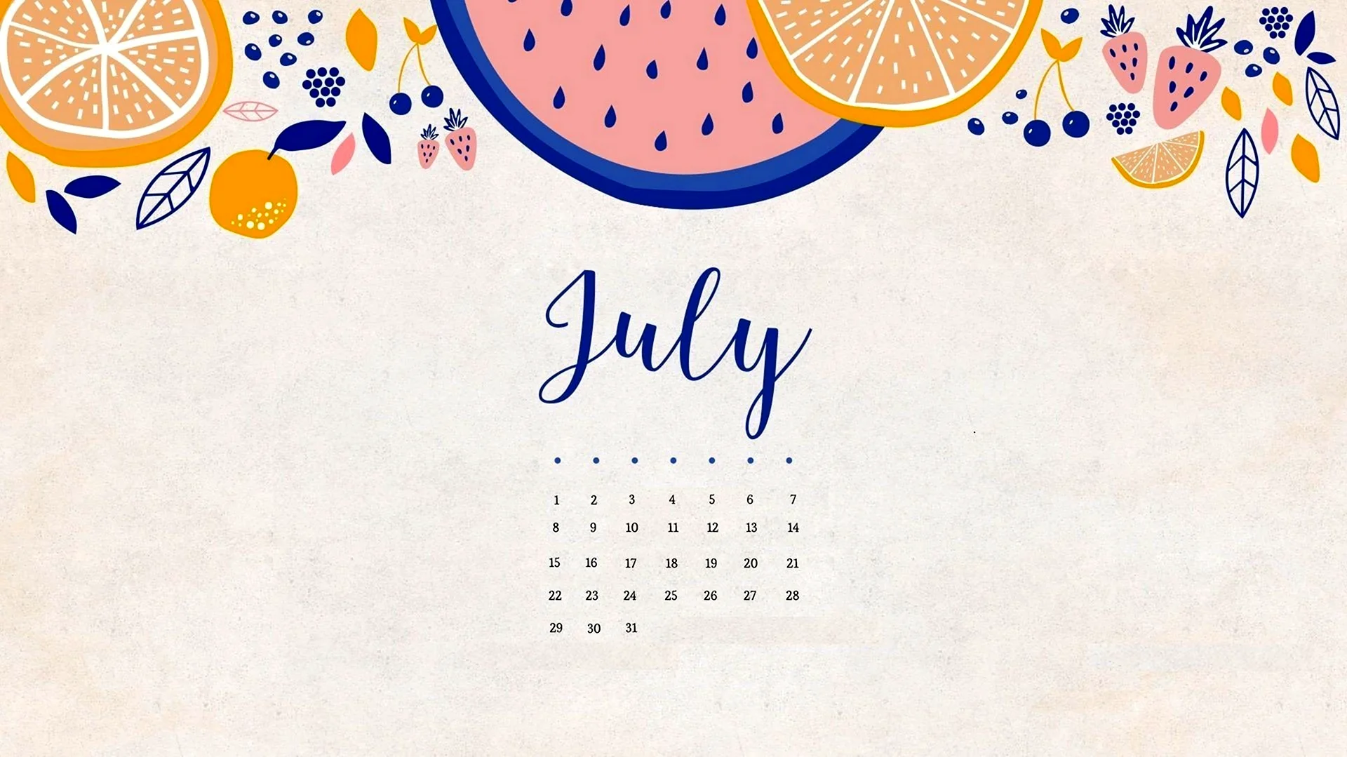 Обои календарь июль