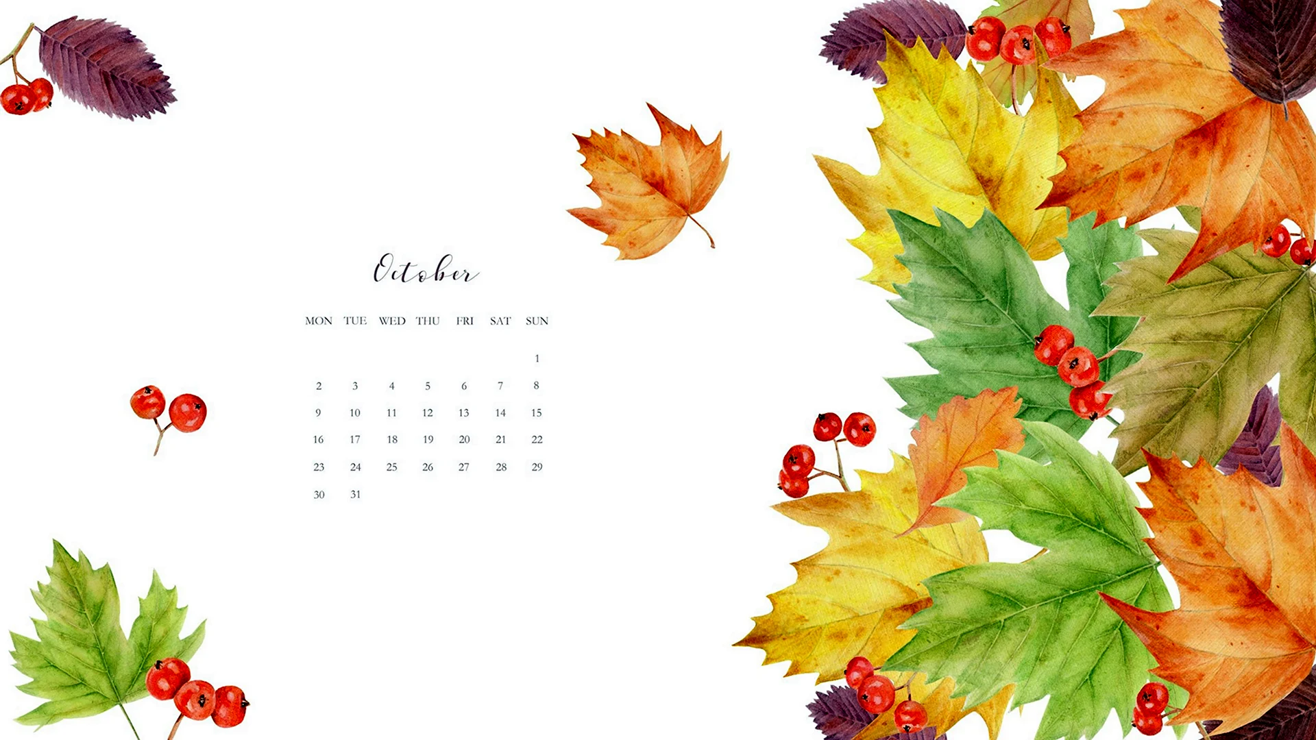 Осенний лист календаря
