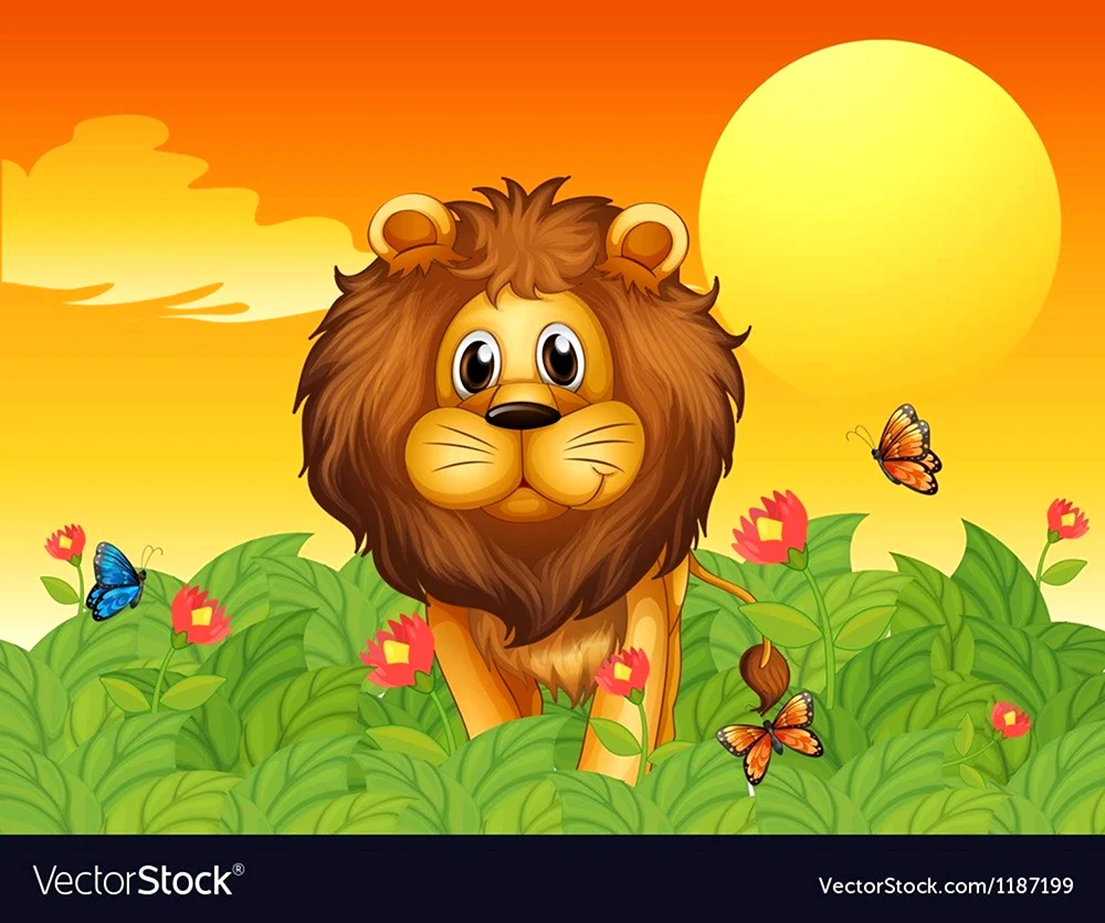 Открытка детская со львом