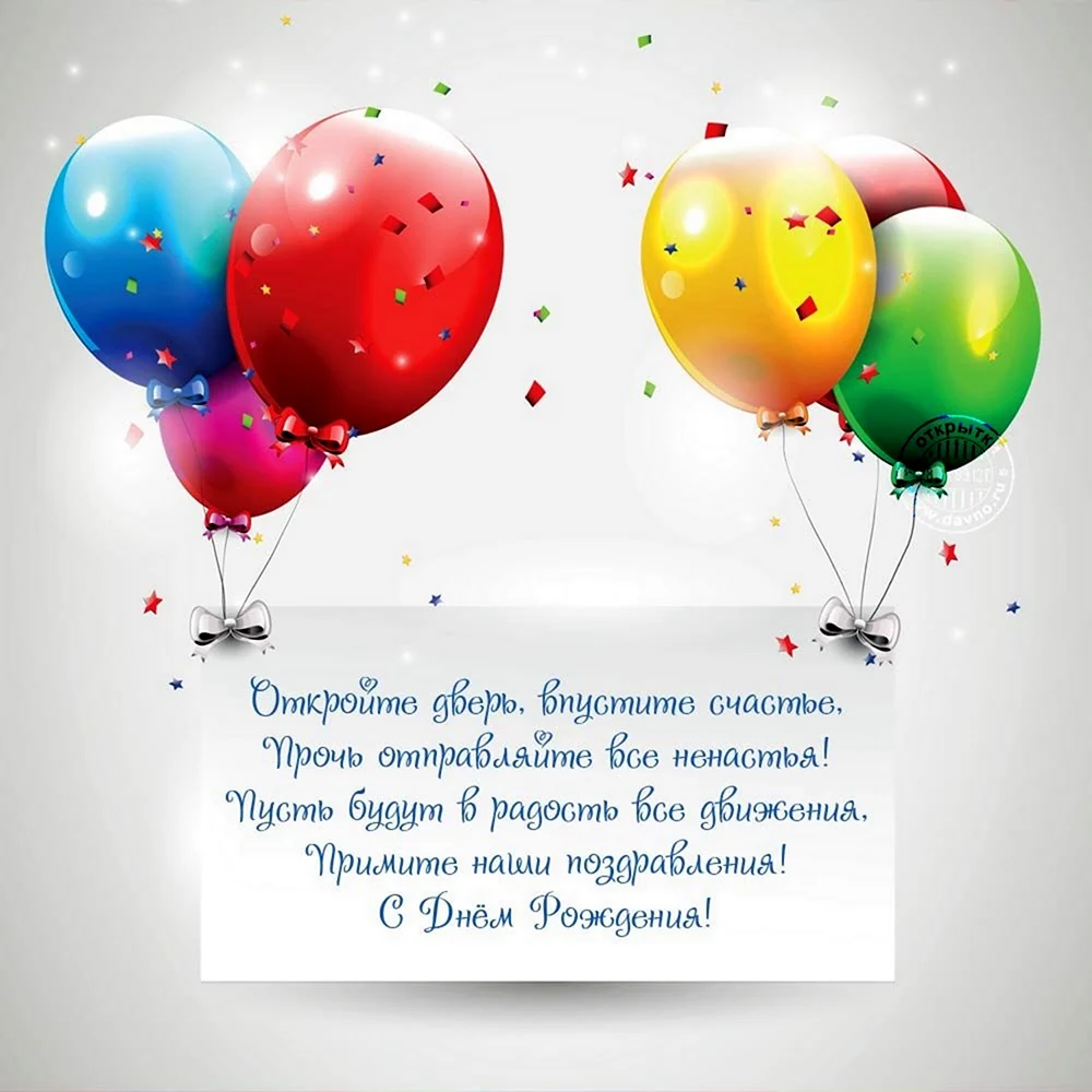Открытки с воздушными шарами с днем рождения