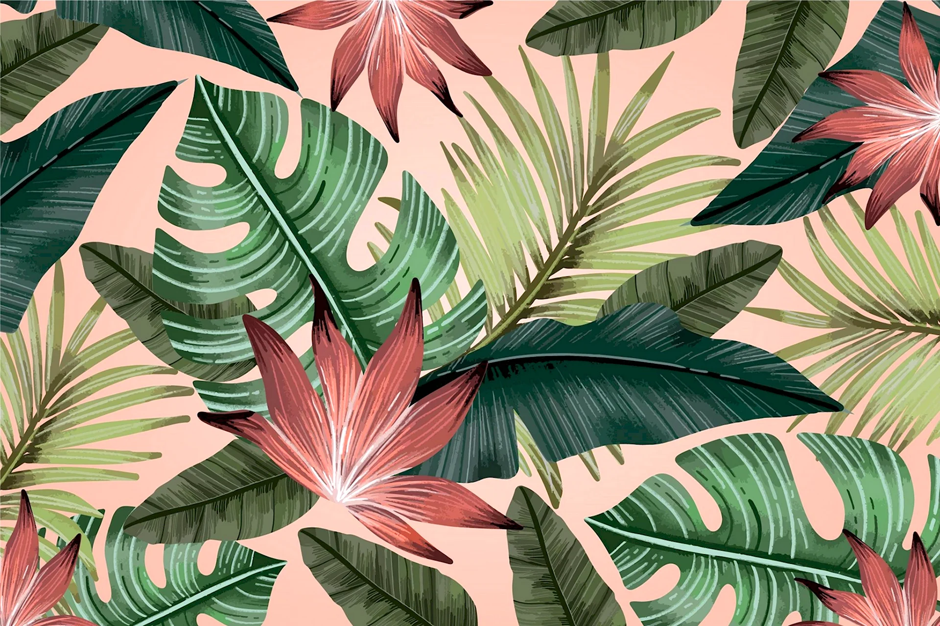Пальмовые листья эскиз бохо Сканди