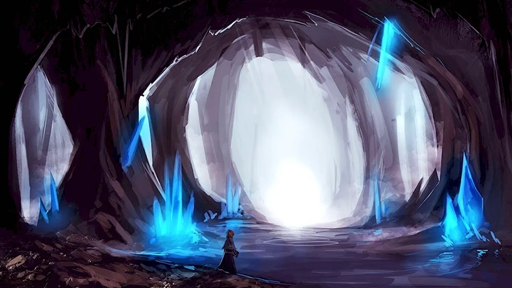 Пещера с кристаллами арт фэнтези