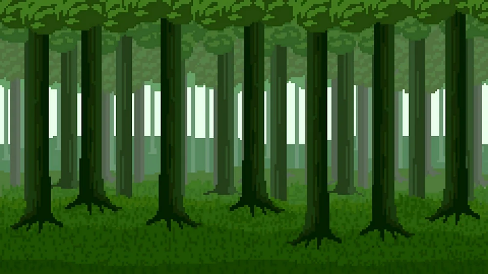 Пиксель арт лес 2д
