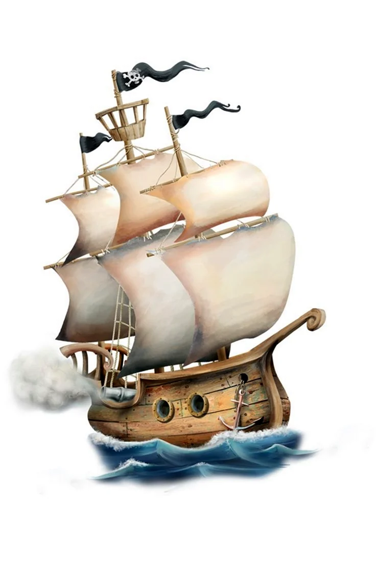Пиратский корабль на прозрачном фоне