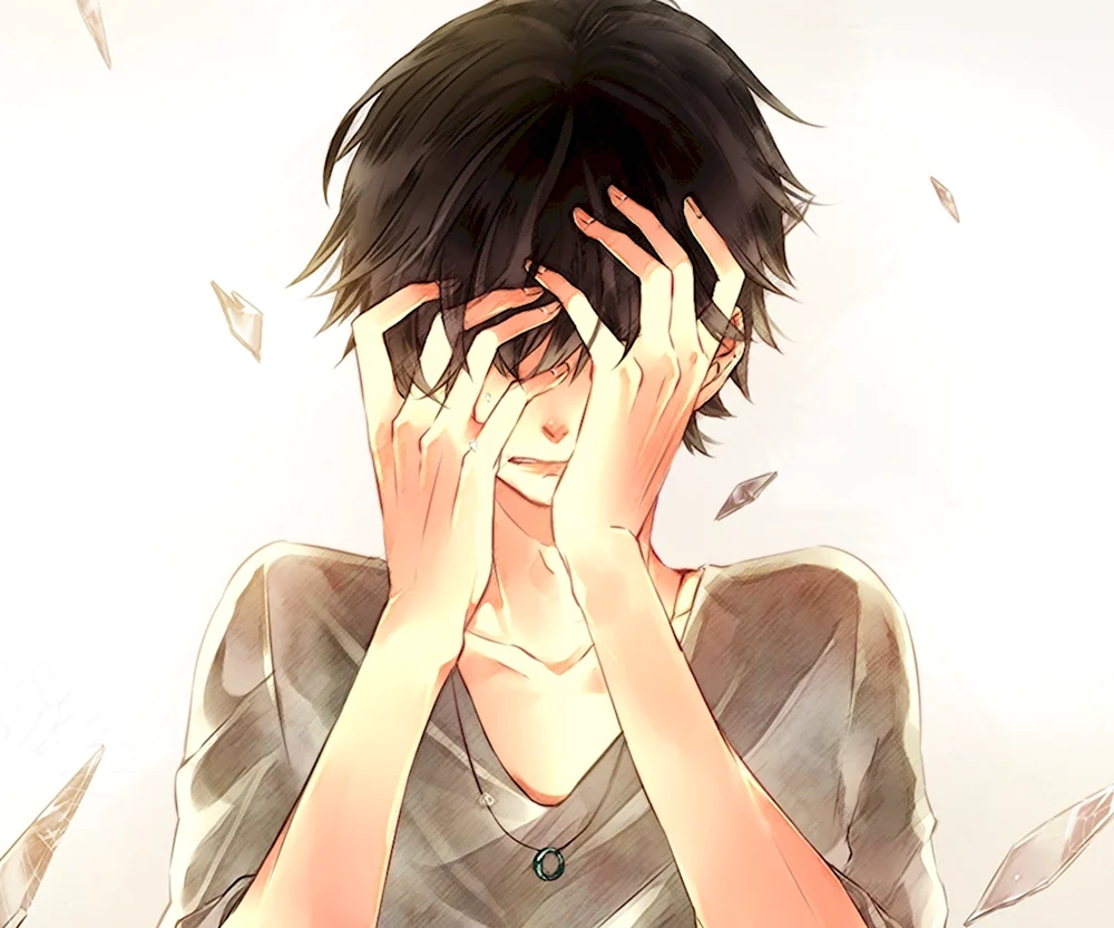 Плачущий аниме парень