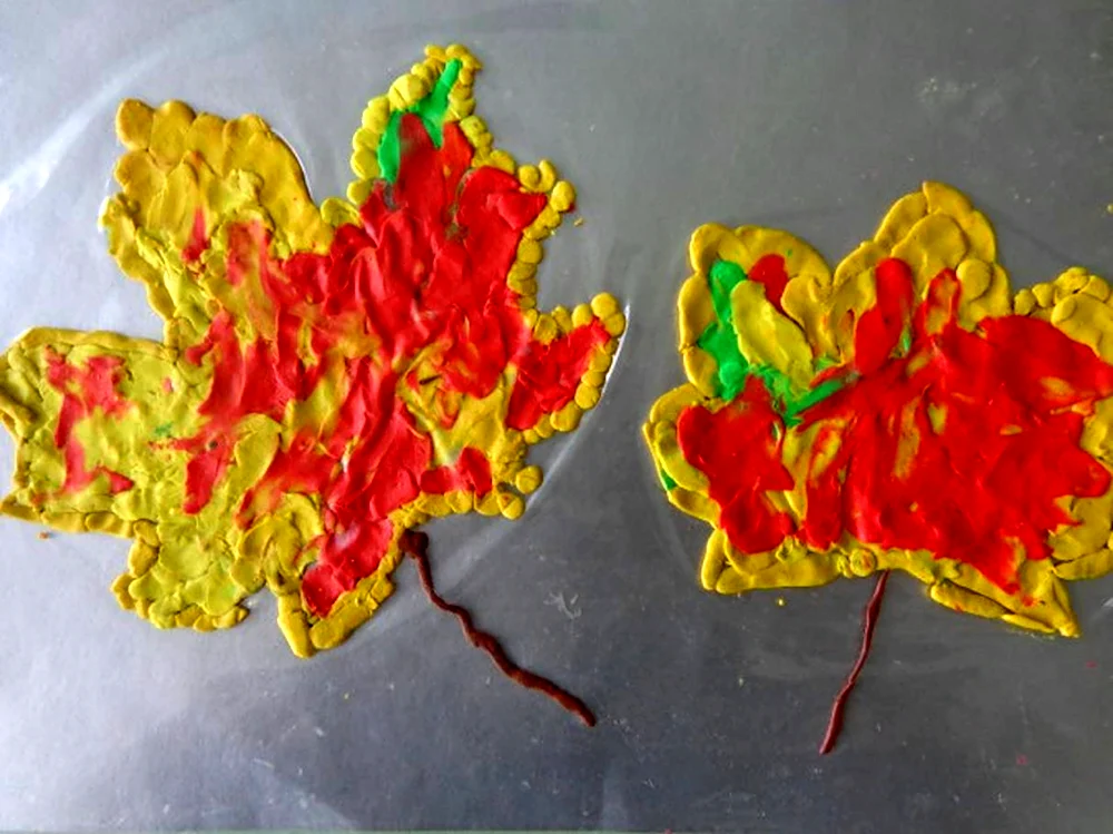 Пластилинография осенние листья старшая группа