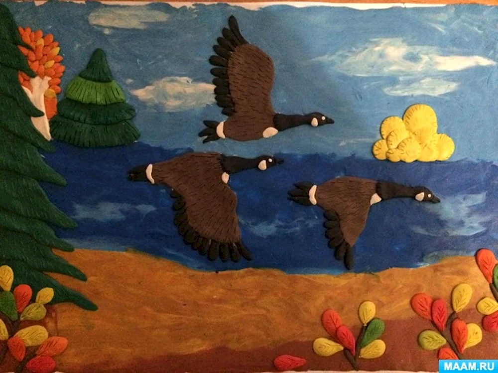 Пластилиновая живопись птицы для детей