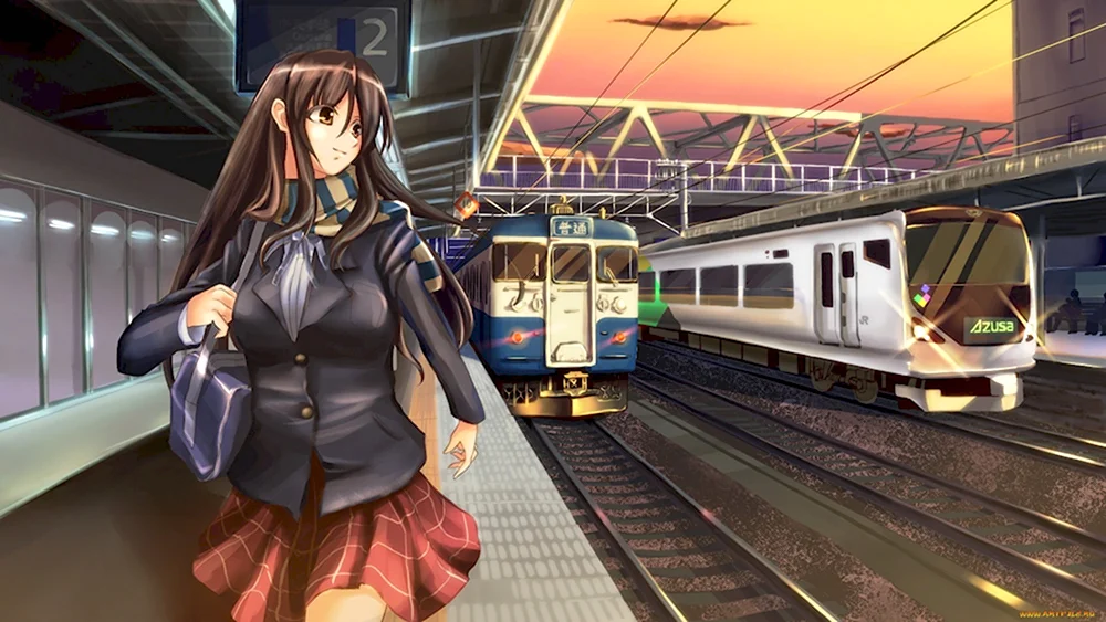 Поездная станция аниме