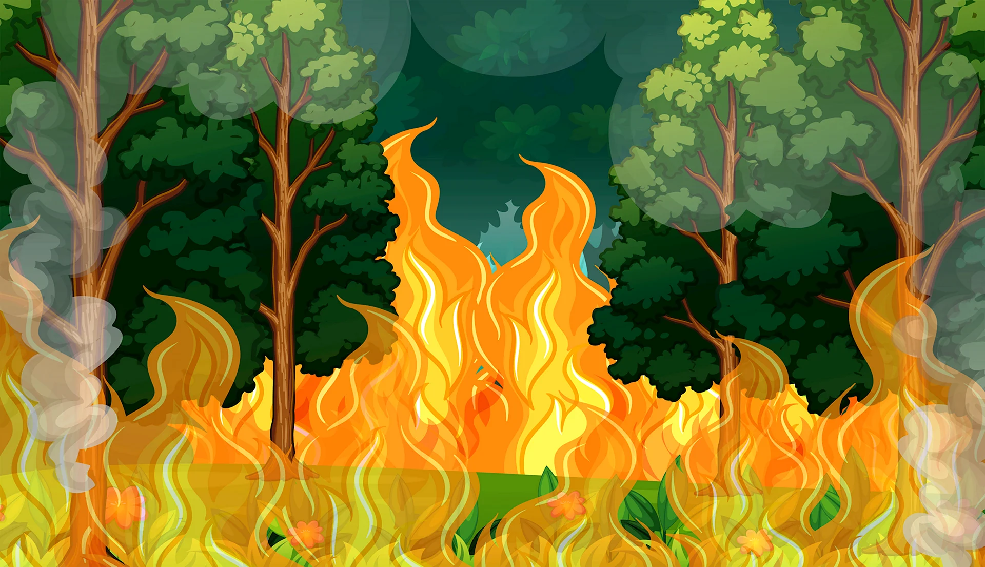 Пожар в лесу для детей
