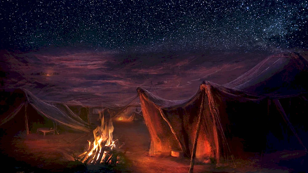 Пустыня бедуины лагерь фэнтези арт
