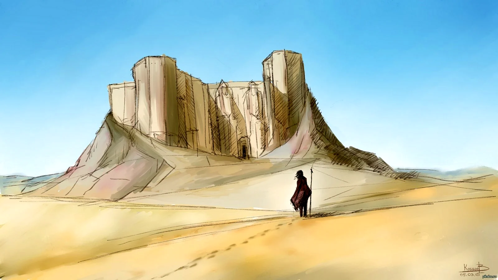 Пустыня замок твердыня арт Оазис