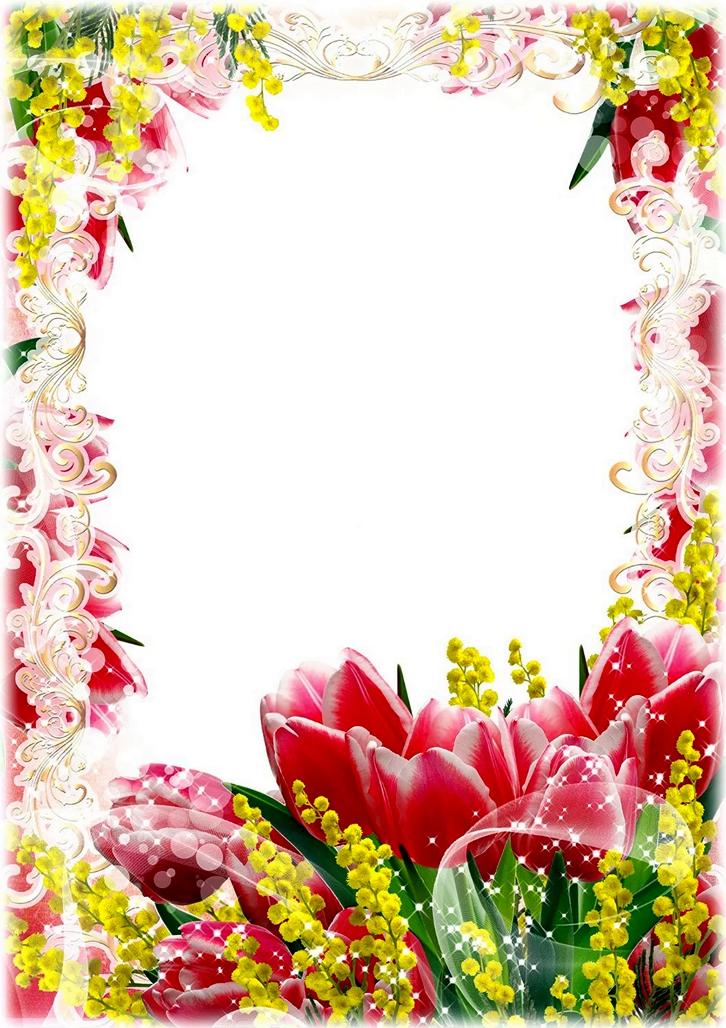 Рамка с весенними цветами вертикальный