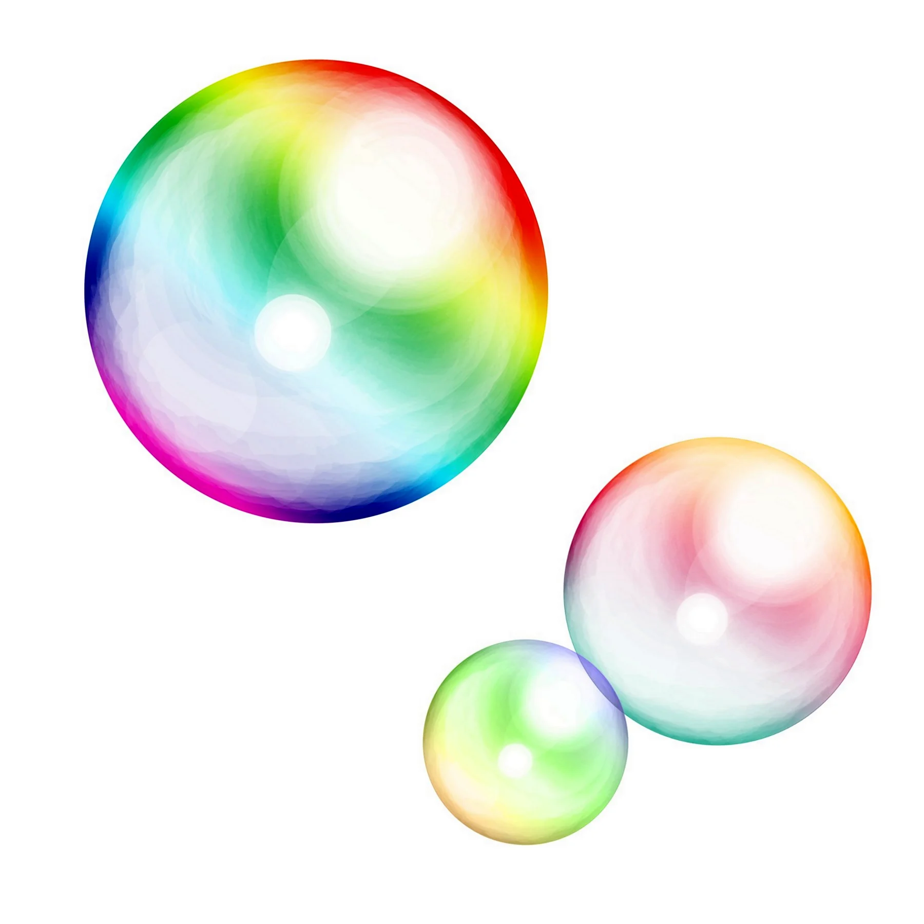 Разноцветные мыльные пузыри на белом фоне