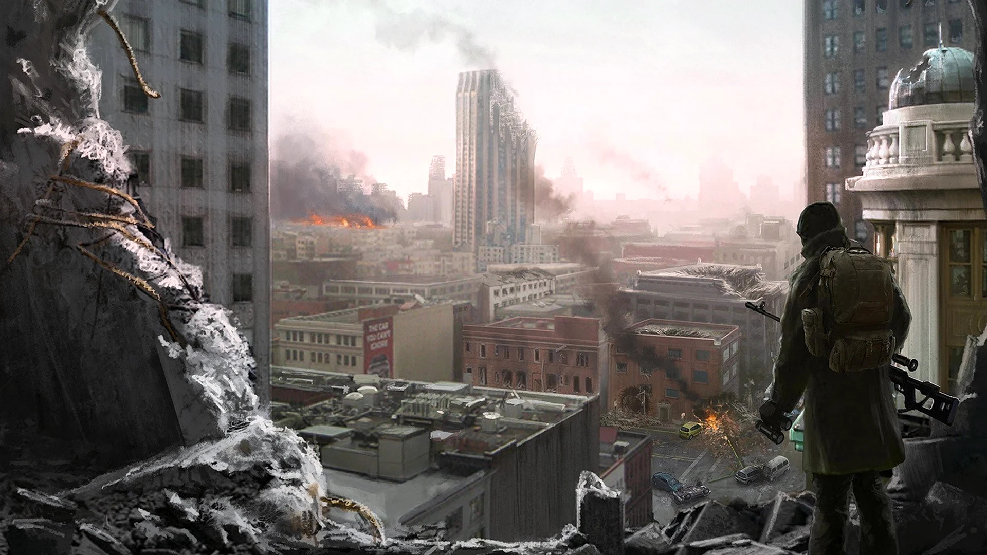 Разрушенный город зомби апокалипсис