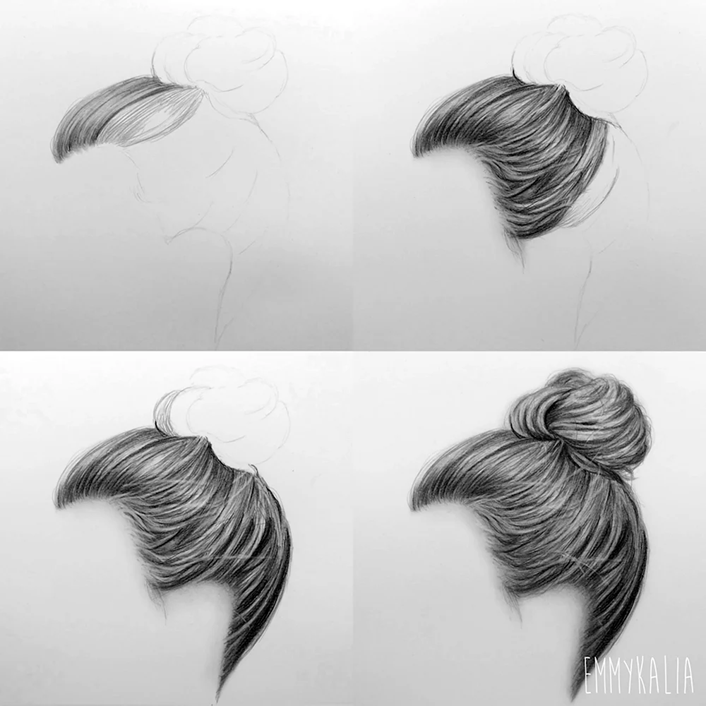 Рисование волос с гулькой