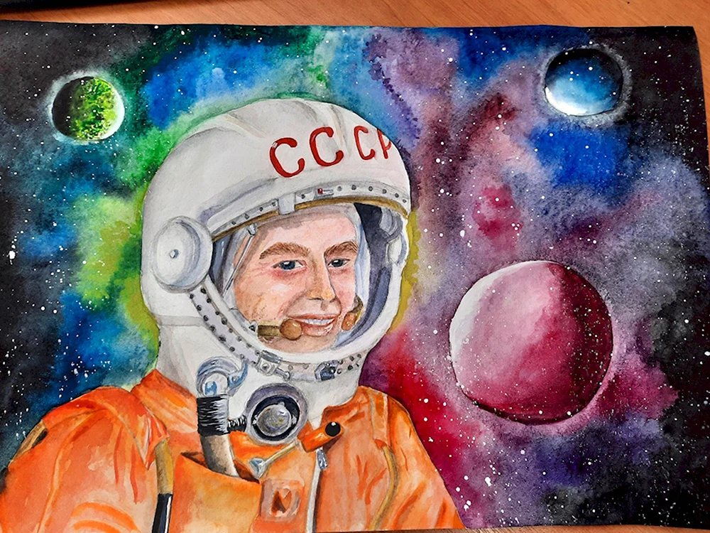Рисунок посвященный 60 летию полета человека в космос