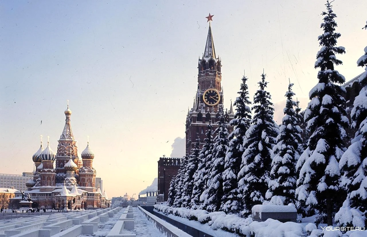 Россия зимняя красная площадь