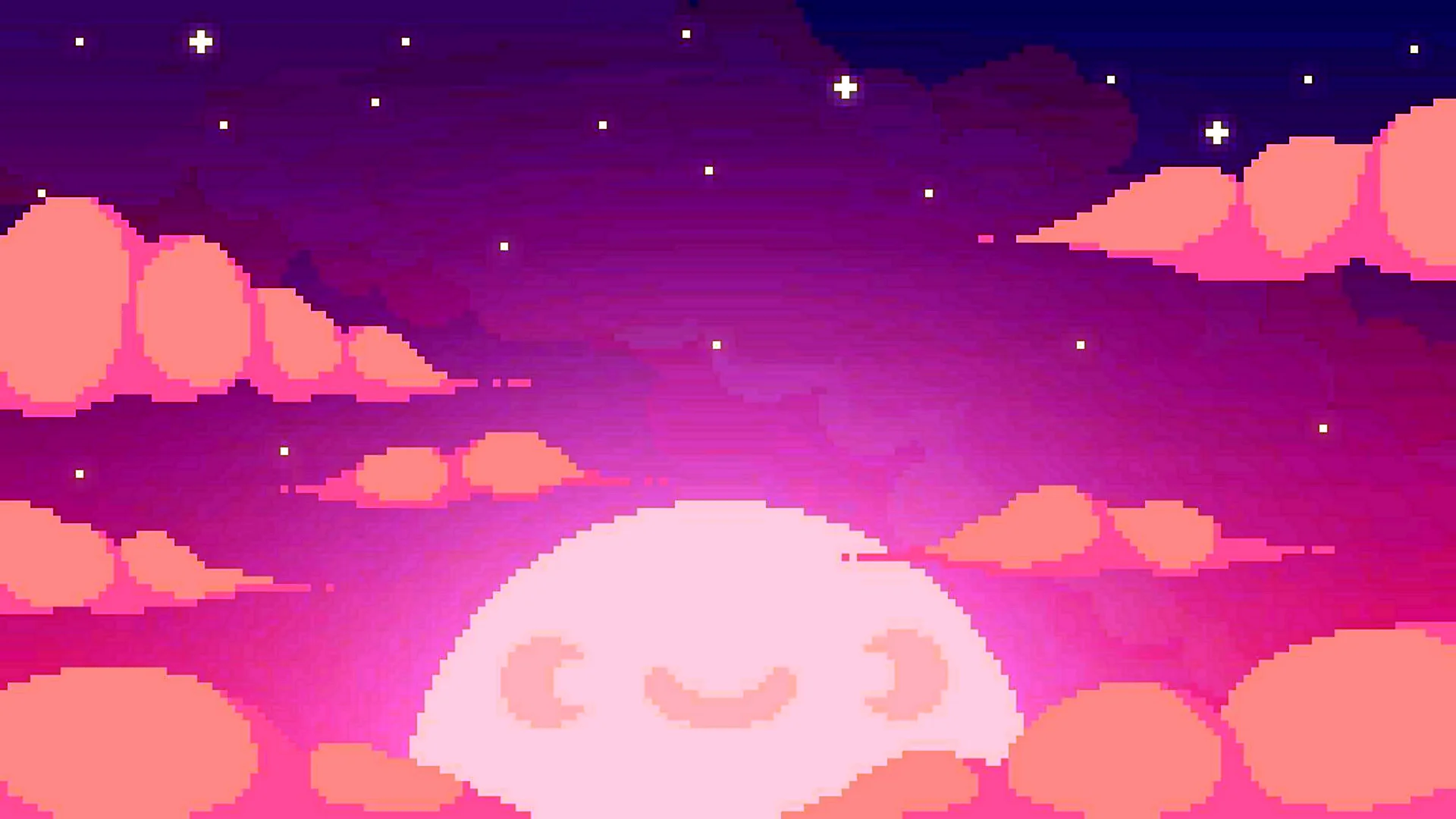 Розовое пиксельное небо