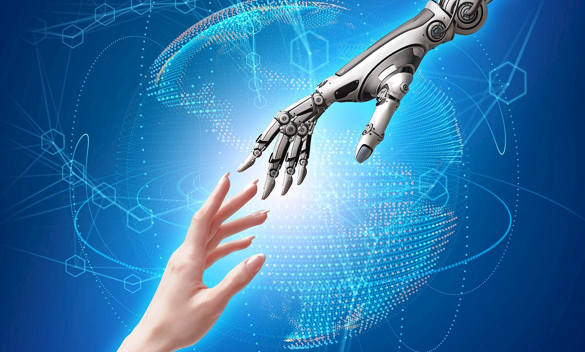Рука робота и рука человека
