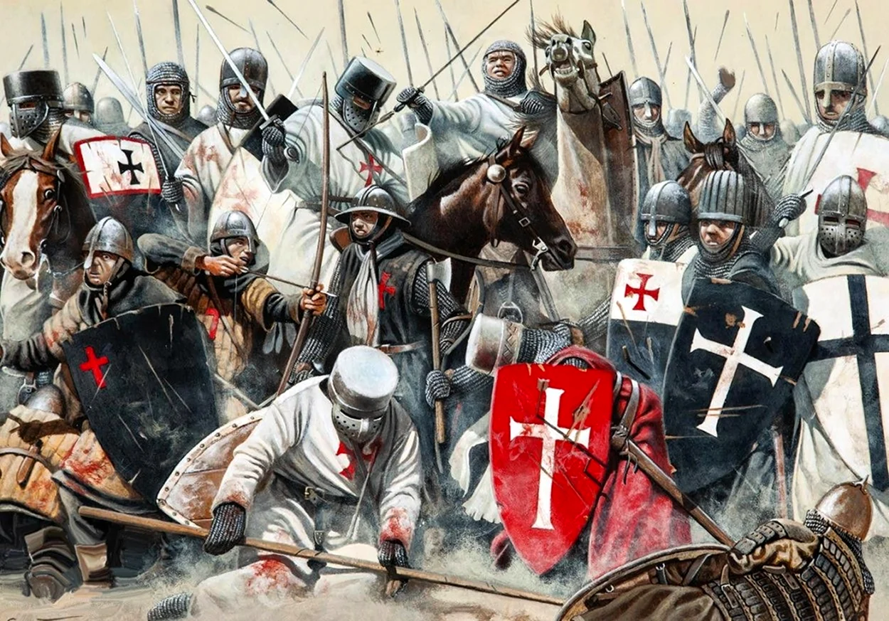 Рыцари ордена тамплиеров в бою