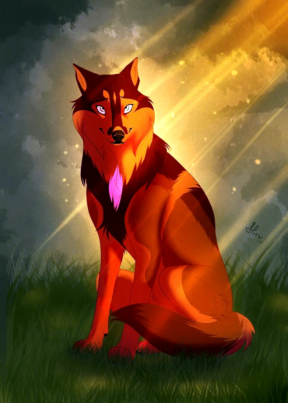 Рыжий волк аниме