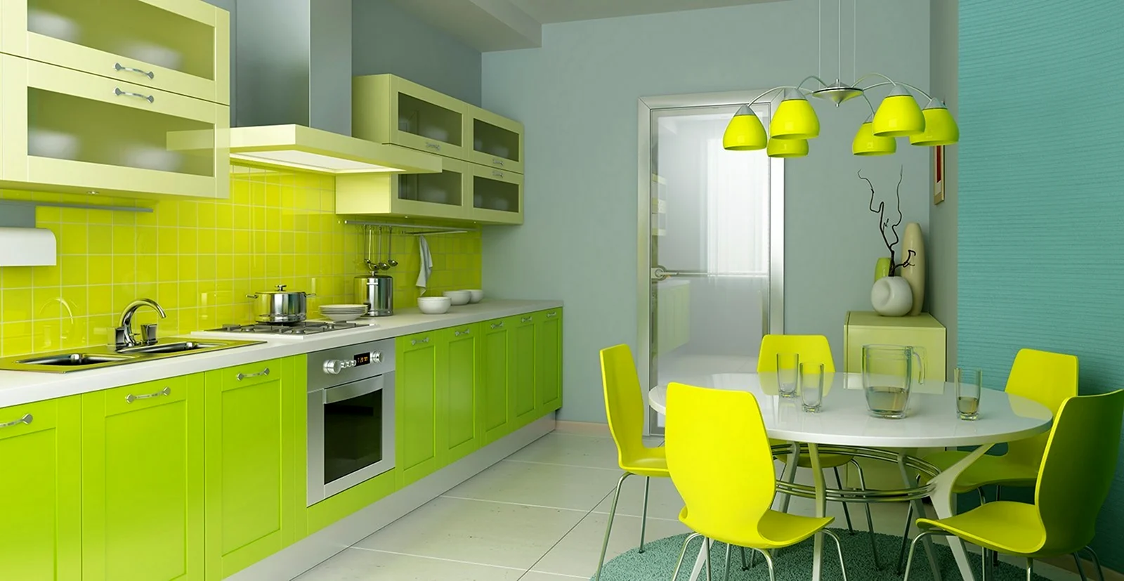 Салатовый цвет стен на кухне