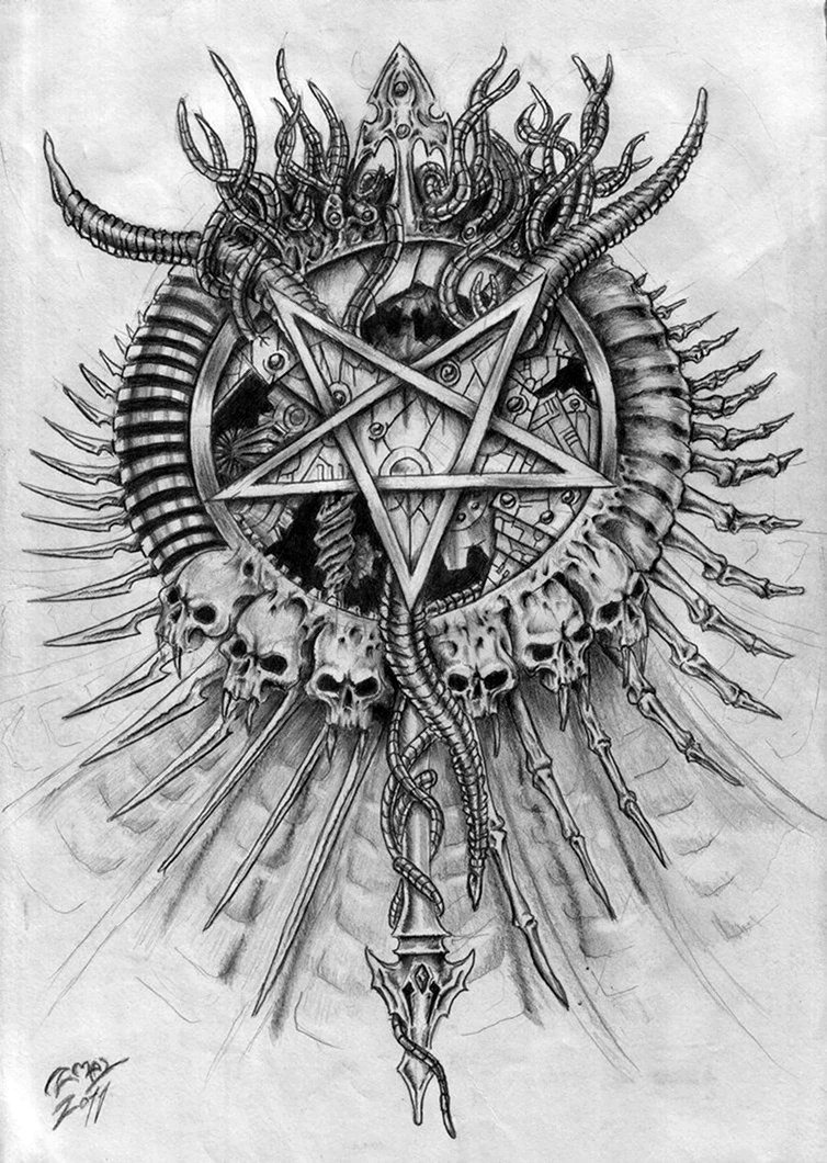 Сатанинская пентаграмма тату