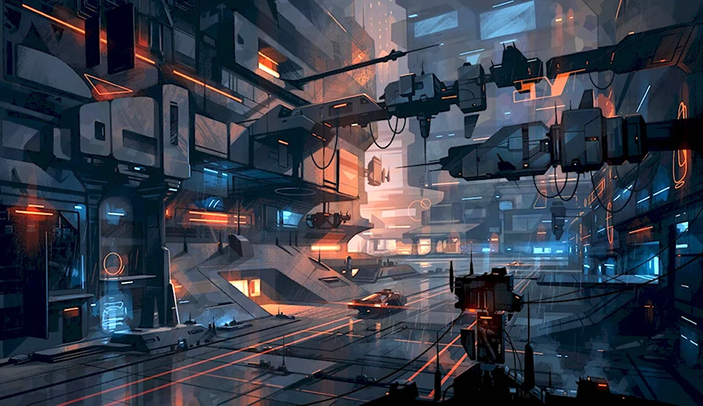 Sci Fi Cyberpunk улица арт