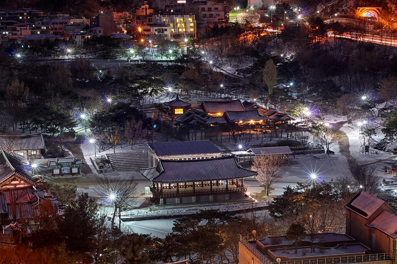 Сеул Корея Южная город зима
