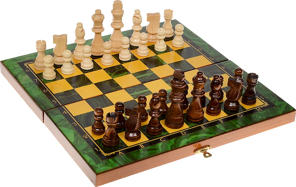 Шахматы 3в1 зеленый малахит