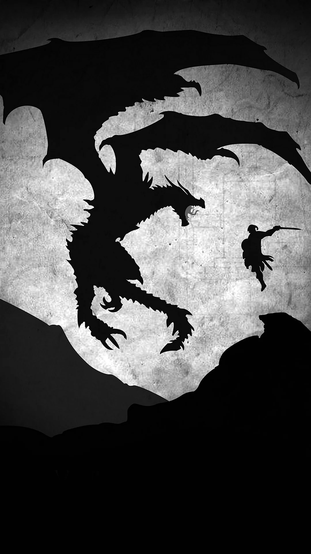Силуэт дракона на черном фоне