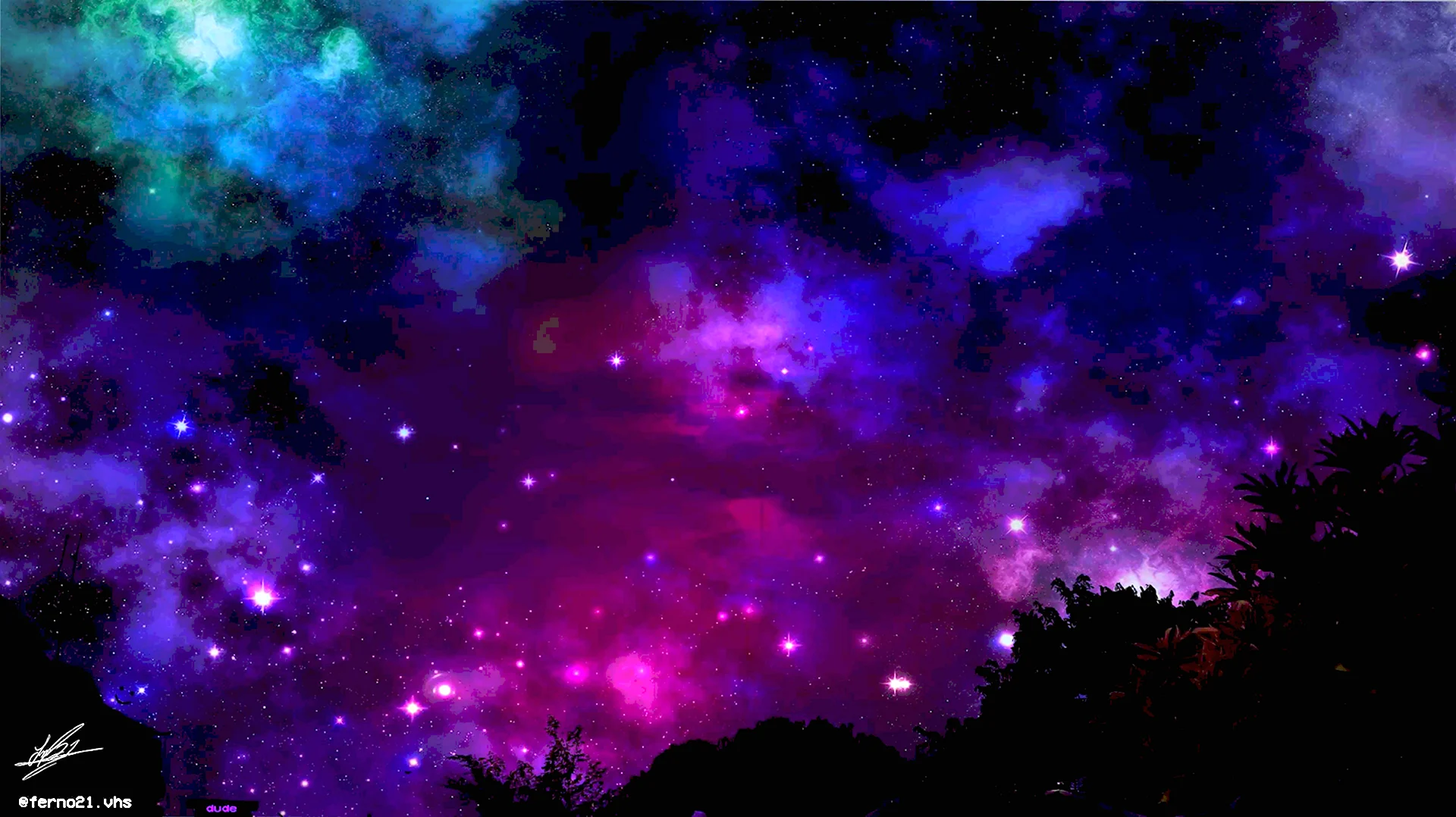 Сине фиолетовое небо со звездами