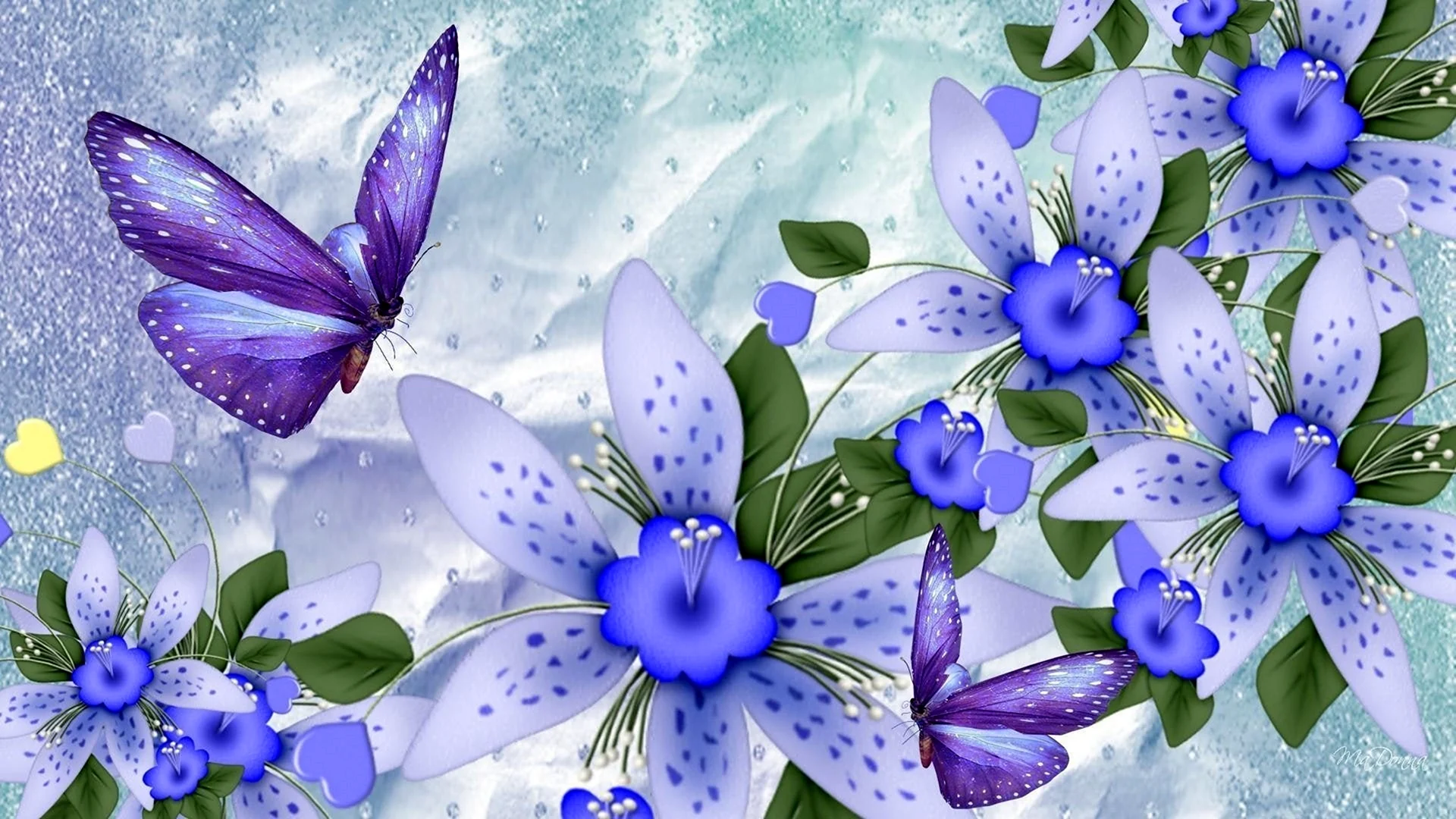 Синяя бабочка на цветке