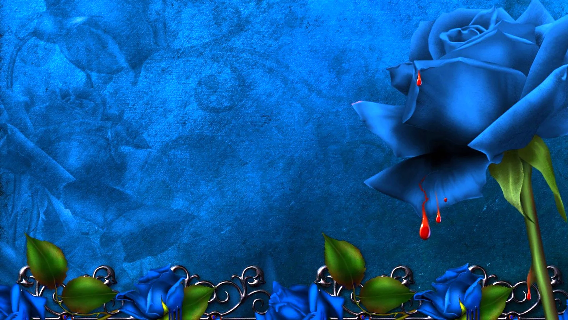 Синие розы на синем фоне
