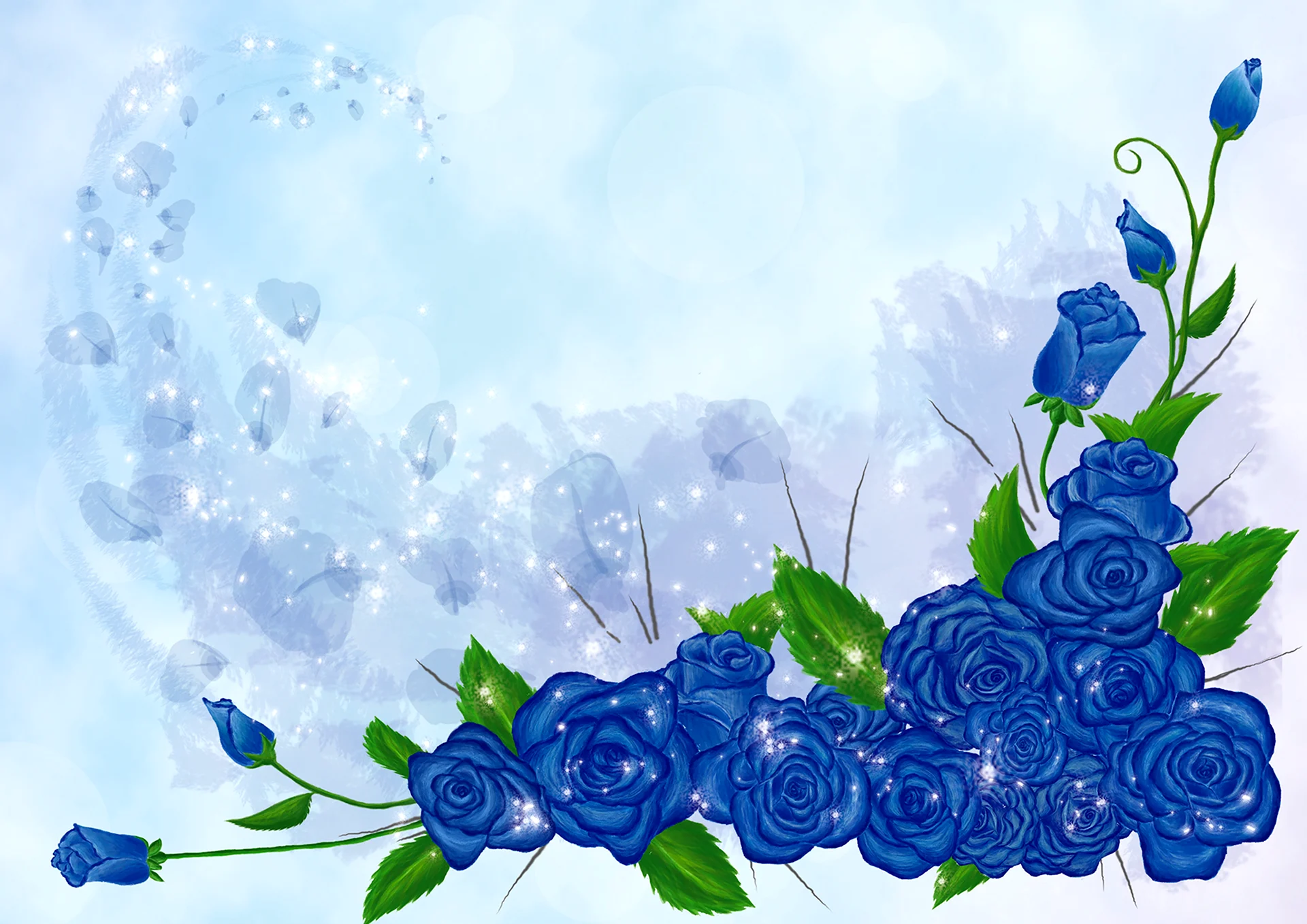 Синие розы рамка