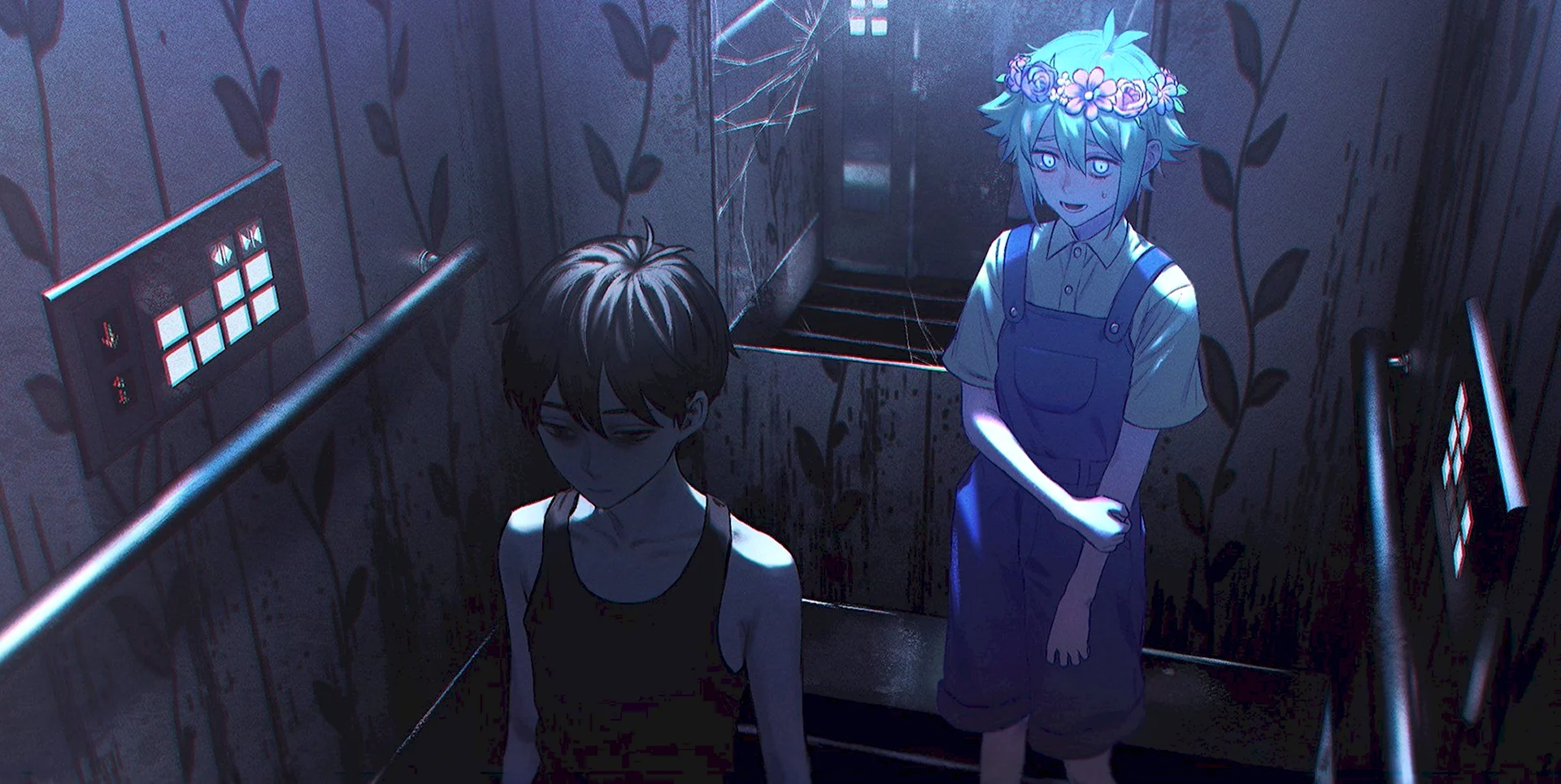 Синий мальчик и зеркало аниме
