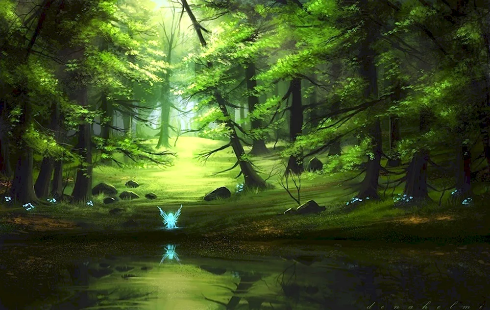Сказочное озеро в лесу