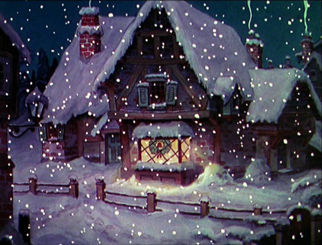 Сказочный домик зимой гифки