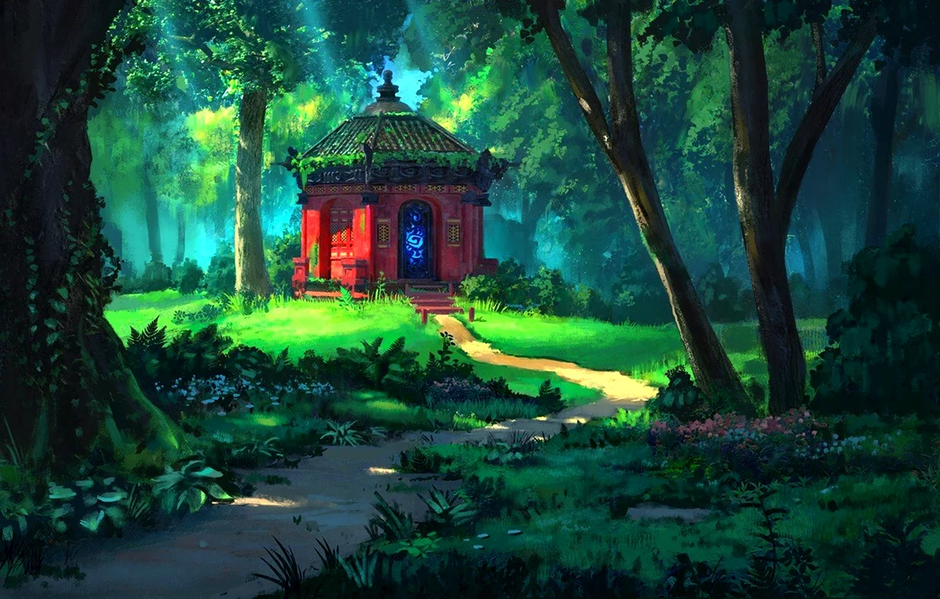Сказочный храм в лесу