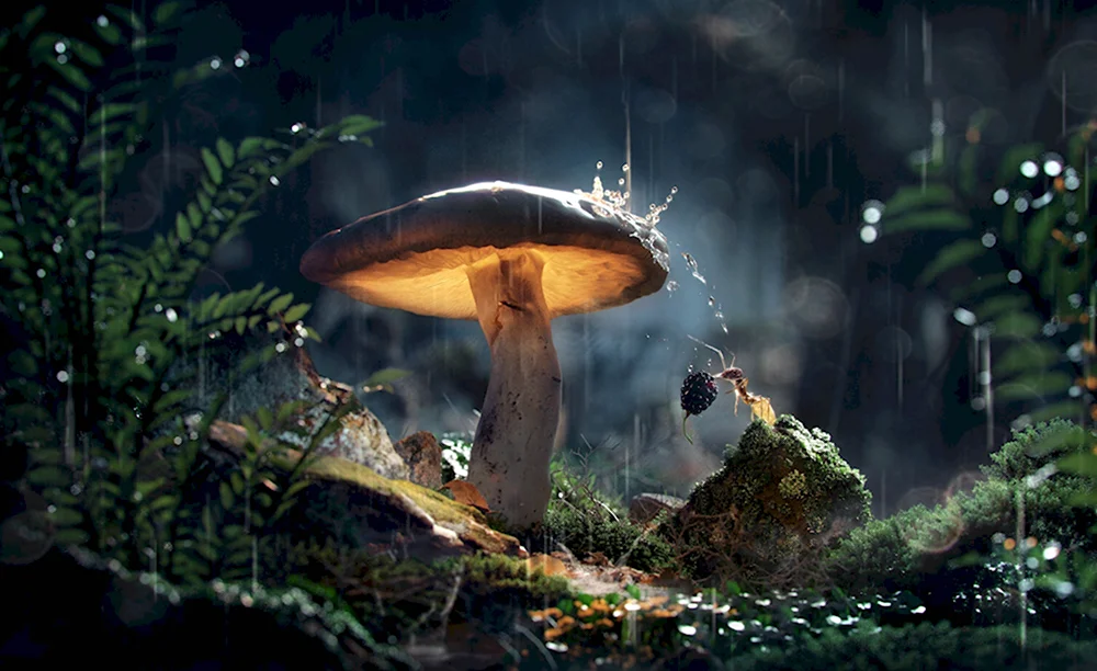 Сказочный лес с грибами