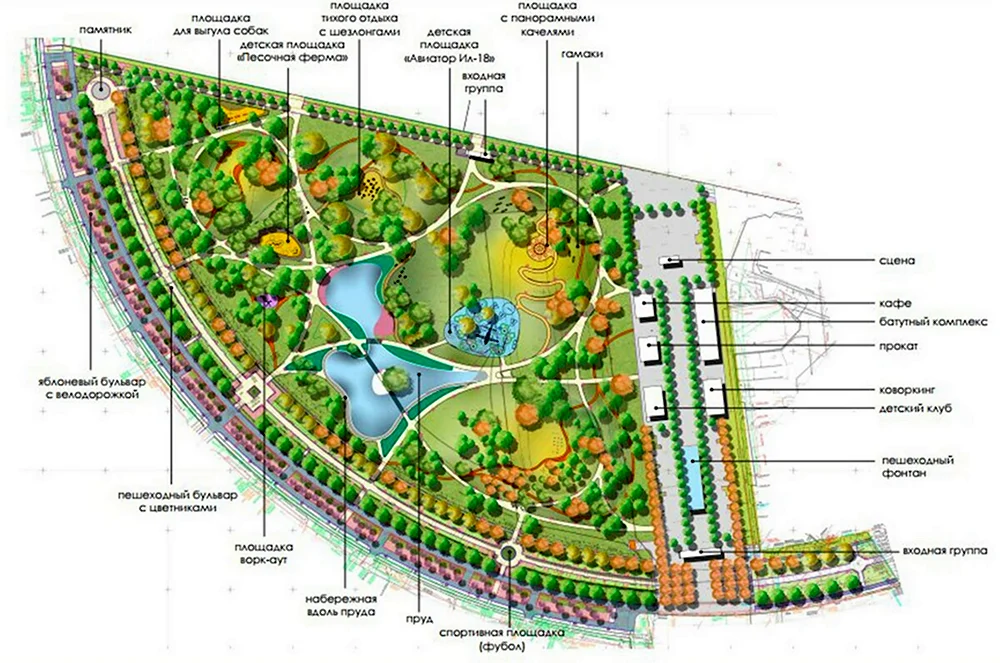 Схема парка Ходынское поле