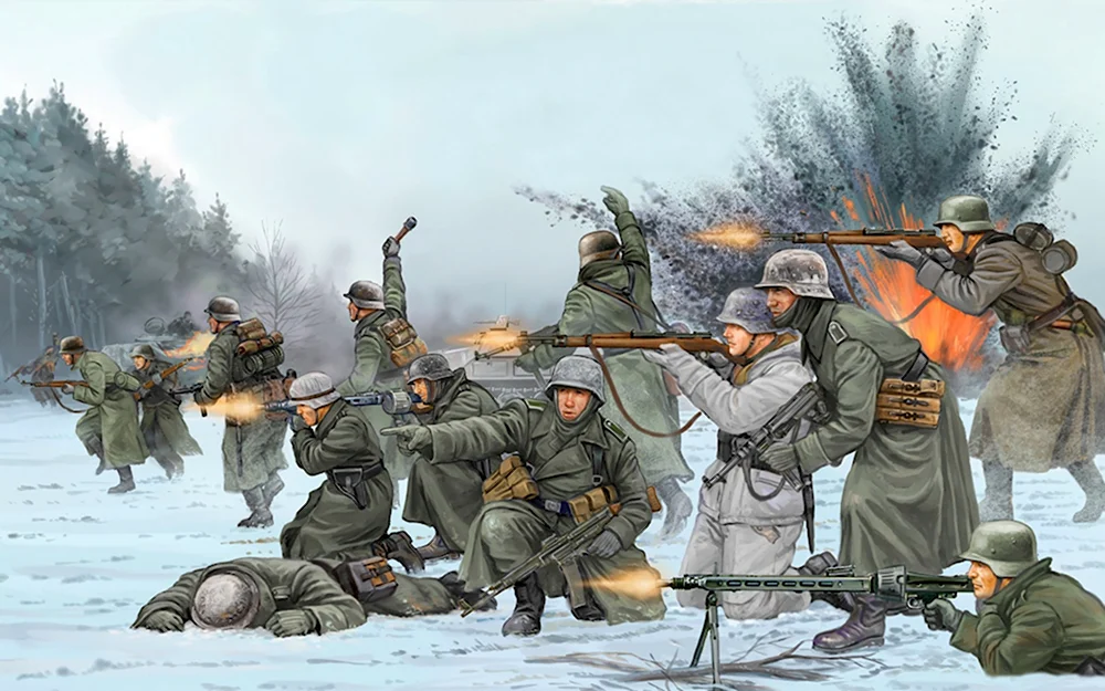 Солдаты вермахта зима 1944 Арденны