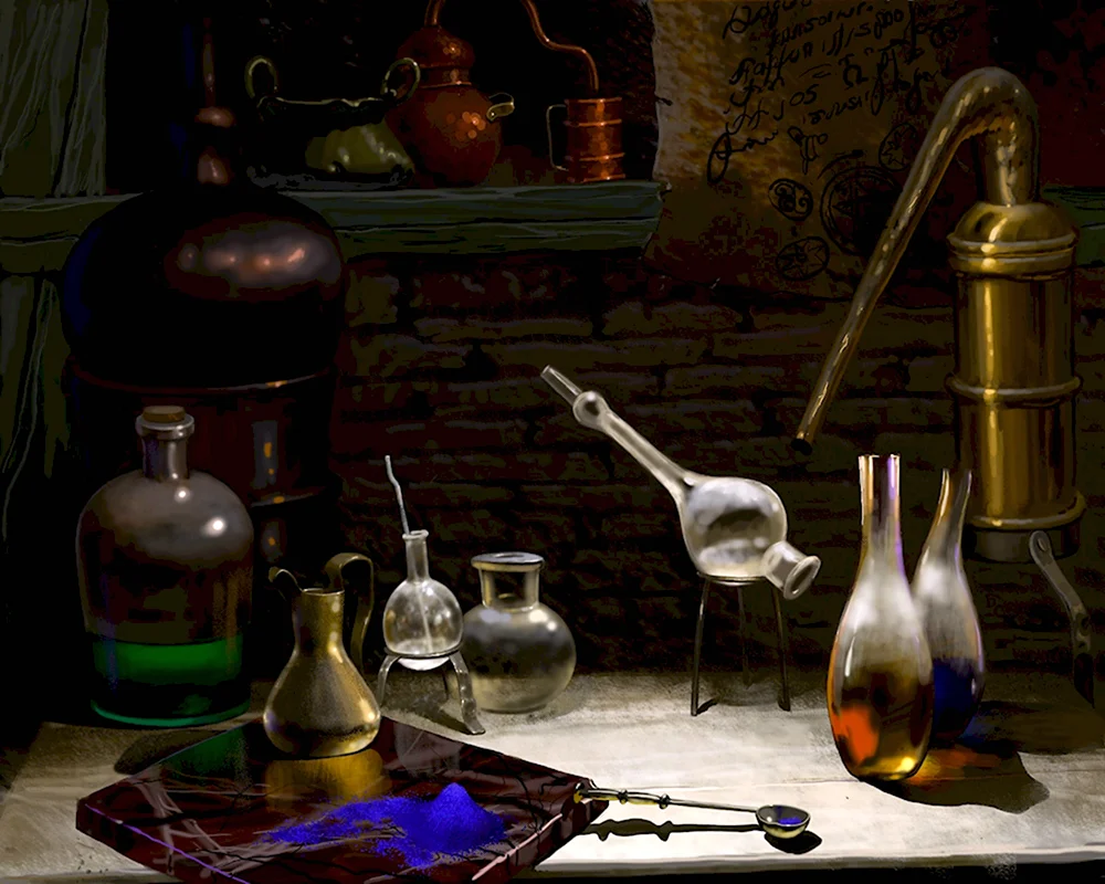 Средневековая лаборатория алхимика